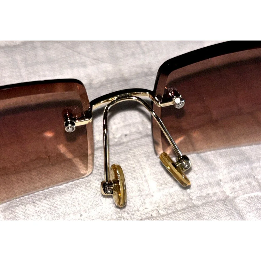 Rectangle Sunglasses for Women Men Vintage Rimless Square Sun Glasses
